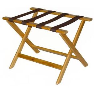 "CSL 177LT-1 Wood Luggage Rack w/ 2 1/4"" Brown Poly Straps - 26""W x 17""D x 18 1/2""H, Light Finish"