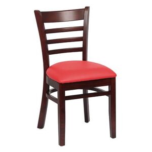 Royal Industries ROY 8001 W RED Side Chair w/ Ladder Back & Red Vinyl Seat - Beechwood Frame, Walnut Finish