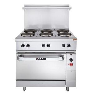 "Vulcan EV36S-4FP12G240 36"" Commercial Electric Range w/ (4) French Hot Plates & (1) Griddle, 240v/1ph, Stainless Steel"