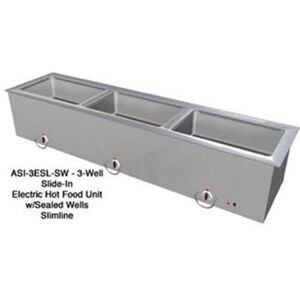 "Duke ASI-3ESL-SW 68 1/4"" Slide In Hot Food Table w/ (3) Wells, 120v, Silver"