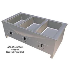 "Duke ASI-4G 60 1/4"" Slide In Hot Food Table w/ (4) Well, Natural Gas, Silver, Gas Type: NG"