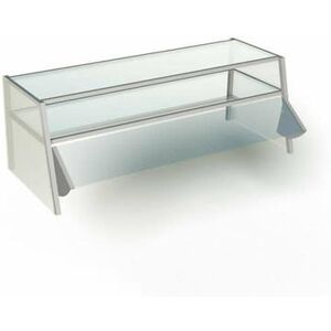 "Duke TS-449-60 59"" Double Deck Food Shield w/ 2 Tier Glass Shelves, Stainless Tube Frame, 2 Tiers, Self-Service, Clear"