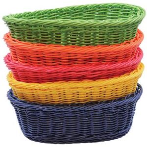 "Tablecraft HM1174A Basket, 9 1/4 x 6 1/4 x 3 1/4"" w/ Assorted Polypropylene Cord, Multi-Colored"