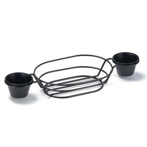 "GET 4-361632 Oval Wire Basket w/ (2) Condiment Holders - 15 3/4"" x 6"", Iron, Black"