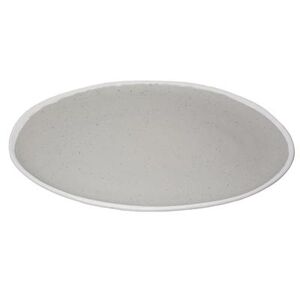 "GET P-151-DVG 15"" x 11"" Oval Pottery Market Platter - Melamine, Dove Gray w/ White Trim"