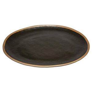 "GET P-183-BR 18"" x 13"" Oval Pottery Market Platter - Melamine, Brown w/ Clay Trim"