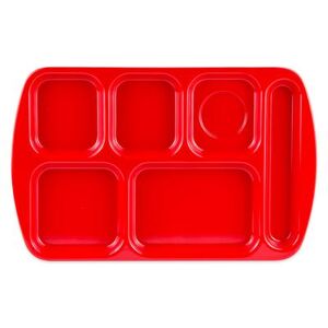 "GET TR-151-R Melamine Rectangular Tray w/ (6) Compartments, 15 1/2"" x 9 7/8"", Red, Right Handed"