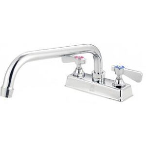 "FLO FLO-4212 Deck Mount Faucet - 12"" Swivel Gooseneck Spout, 4"" Centers, Chrome"