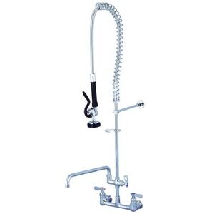 "FLO FLO-98812 Wall Mount Pre Rinse Unit w/ Add On Faucet & 44"" Hose, 1/2"" NPT Female Threads, 12"" Spout"