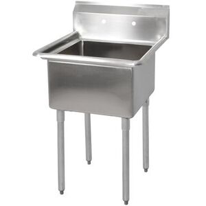 "John Boos E1S8-1620-12 21"" 1 Compartment Sink w/ 16""L x 20""W Bowl, 12"" Deep, Stainless Steel"