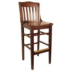 H&D Commercial Seating 8235B Bar Stool w/ Vertical Back & Solid Wood Seat, Dark Walnut