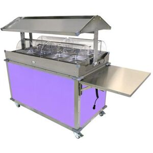 "Cadco CBC-GG-4-L7 85 1/4"" Hot Food Table w/ (4) Wells & Enclosed Base, 120v, Purple"