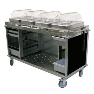 "Cadco CBC-HHHH-L6 70 1/4"" Hot Food Table w/ (4) Wells & Undershelf, 120v, Black"