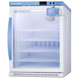 "Accucold ARG61PVBIADADL2B 23"" Undercounter Pharma-Vac Medical Refrigerator w/ Glass Door - NIST Data Logger, 115v, Reach In, Blue"