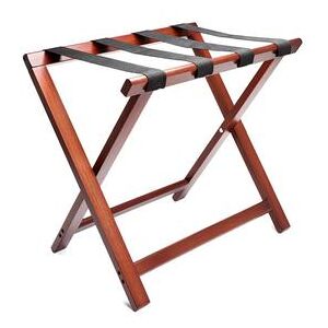 "Hospitality 1 Source LRWSTD01 Folding Luggage Rack w/ 2 1/4"" Black Straps - 22""W x 14""D x 20""H, Walnut"