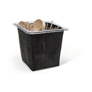 "Front of the House BHO133BKV21 Rectangular Ice Housing / Pan Set- 7"" x 6 1/2"" x 5 3/4"", Woven Vinyl, Black"