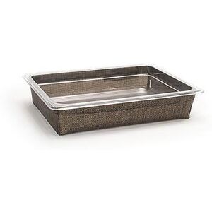 "Front of the House BHO136COV21 Rectangular Ice Housing / Pan Set- 12 3/4"" x 10 1/2"" x 2 1/2"", Woven Vinyl, Mesh Copper, Brown"