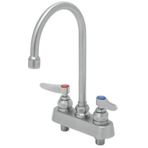 "T&S S-1141 EverSteel Deck Mount Faucet - 6"" Swivel Gooseneck Spout, 4"" Centers, Stainless Steel"