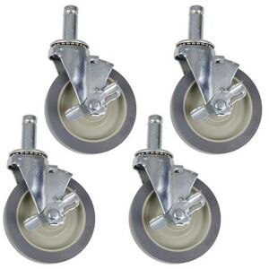 "StoreIt SI-CS-5-NM 5"" Stem Caster Set w/ Brakes"