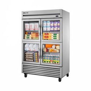 "True TS-49G-4-HC~FGD01 54 1/10"" 2 Section Reach In Refrigerator, (4) Left/Right Hinge Glass Doors, 115v, Silver True Refrigeration"