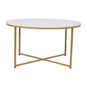 "Flash Furniture NAN-JH-1787CT-MRBL-GG Coffee Table w/ White Marble Wood Top & Brushed Gold Metal Legs - 35 1/2""W x 35 1/2""D x 19 1/4""H"