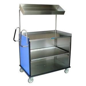 "Lakeside 660 Food Cart w/ Overshelf, 49""L x 28 1/4""W x 72 1/4""H, Walnut, Brown"