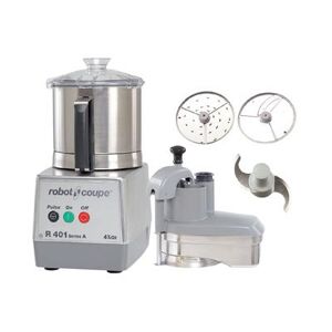 Robot Coupe R401 1 Speed Continuous Feed Commercial Food Processor w/ 4 1/2 qt Bowl, 120v, Stainless Steel