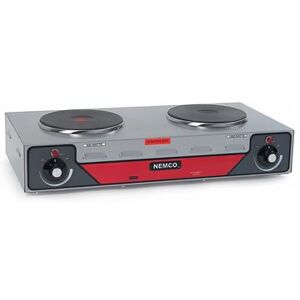 "Nemco 6310-2 24 1/8"" Electric Hotplate w/ (2) Burners & Infinite Controls, 120v, Stainless Steel"