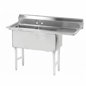 "Advance Tabco FS-2-2424-24R 74 1/2"" 2 Compartment Sink w/ 24""L x 24""W Bowl, 14"" Deep, Stainless Steel"
