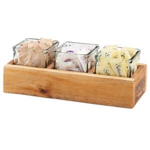 Cal-Mil 3406-3 Vintage Rectangular 3 Compartment Condiment Jar Display - Clear/Brown