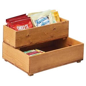 "Cal-Mil 3682-55-99 Madera 5"" Square Stacking Display Bin - 3 1/4""H, Reclaimed Wood, Brown"