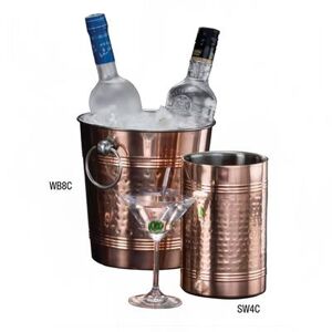 "American Metalcraft SW4C 7 1/4"" Wine Cooler - Copper Plated Stainless Steel, Hammered Finish, Silver"