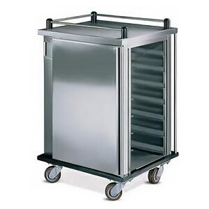 Dinex DXPPSC10 10 Tray Ambient Meal Delivery Cart, Silver