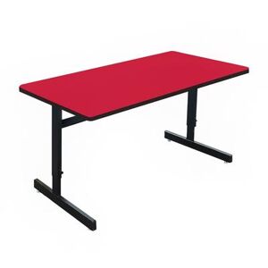 "Correll CSA3072-35 Desk Height Work Station, 1 1/4"" Top, Adjust to 29"", 72"" x 30"", Red/Black"