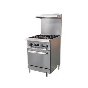 "IKON IR-4-24 24"" 4 Burner Commercial Gas Range w/ (1) Space Saver Oven, Natural Gas, Stainless Steel, Gas Type: NG"
