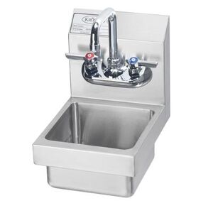 "Krowne HS-1 Wall Mount Commercial Hand Sink w/ 8""L x 8""W x 5""D, Goosneck Faucet, 3-1/2"" Gooseneck Faucet, Silver"