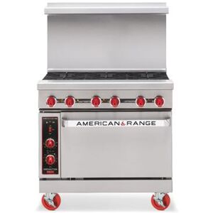 "American Range AR12-4B-SB 36"" 4 Burner Commercial Gas Range w/ Griddle & Storage Base, Liquid Propane, Stainless Steel, Gas Type: LP"