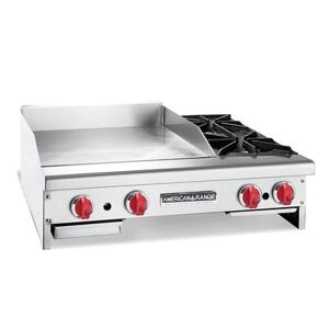 "American Range AR48-36G2OB 48"" Gas Commercial Griddle w/ (2) Burners & Manual Controls - 1"" Steel Plate, Liquid Propane, Stainless Steel, Gas Type: LP"