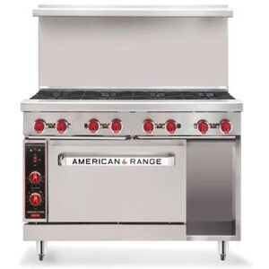 "American Range AR-8-126L-SBR 48"" 8 Burner Commercial Gas Range w/ Standard Oven & Storage Base, Natural Gas, Stainless Steel, Gas Type: NG"