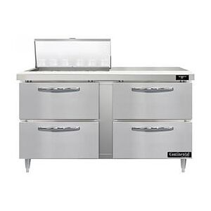 "Continental D60N12M-D 60"" Sandwich/Salad Prep Table w/ Refrigerated Base, 115v, Stainless Steel"