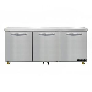 "Continental D72N-U 72"" W Undercounter Refrigerator w/ (3) Sections & (3) Doors, 115v, Silver"