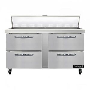 "Continental SW60N16-D 60"" Sandwich/Salad Prep Table w/ Refrigerated Base, 115v, Stainless Steel"