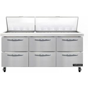 "Continental SW72N30M-D 72"" Sandwich/Salad Prep Table w/ Refrigerated Base, 115v, Stainless Steel"