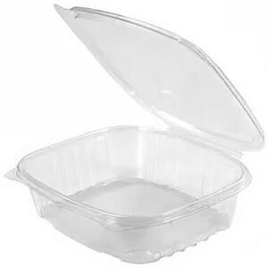 "Genpak AD24 Hinged Lid Food Container - 7 1/4""L x 6 3/8""W x 2 1/4""H, PET, Clear, PET plastic, Single Compartment"