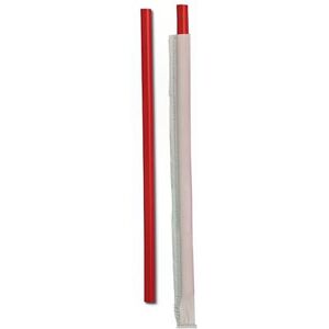 "D&W Fine Pack DSTGW4-300R 10 1/4"" Wrapped Giant Straws - Polypropylene, Red, Clear"