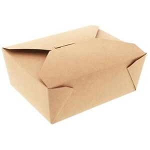 "AmerCareRoyal FTB4N Disposable 4 Takeout Box - 7 3/4"" x 5 1/2"", Kraft Paper, Brown"