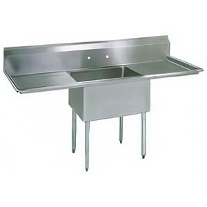 "BK Resources BKS-1-1824-14-24T 66"" 1 Compartment Sink w/ 18""L x 24""W Bowl, 14"" Deep, Stainless Steel"