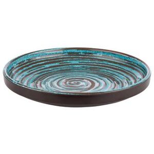 "Libbey APS85203 9"" Round Melamine Dinner Plate, Brown/Blue, 9"" Diameter"