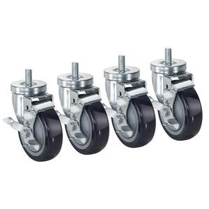 "Krowne 28-144S 4 Piece Refrigerator Stem Caster Set w/ 4"" Wheels"