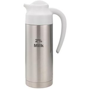 Service Ideas S2SN1002PCTETWHT 1 liter Vacuum Creamer Carafe w/ Screw On Lid & Stainless Liner - Brushed Stainless, Silver